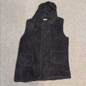 Cozy Gray Fleeced Hooded Vest